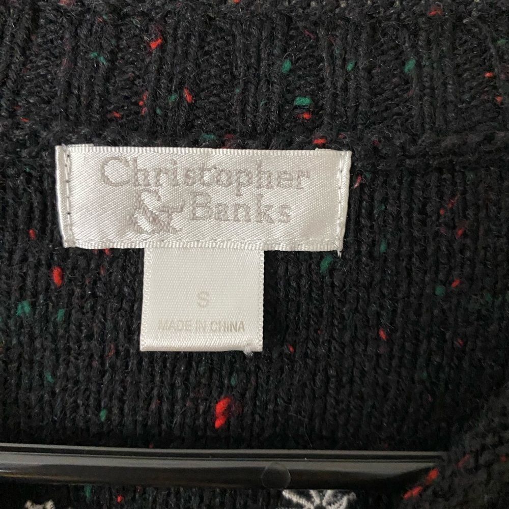 Christopher & Banks Women's S Black Santa Christmas Pullover Sweater - Picture 3 of 10